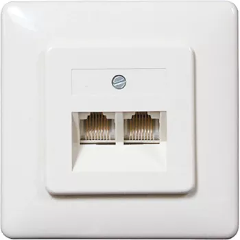 SHIVERPEAKS presa a muro ISDN, 2 x connettore femmina RJ45, incasso, resistenza di terminazione disinseribile, bianco 69989
