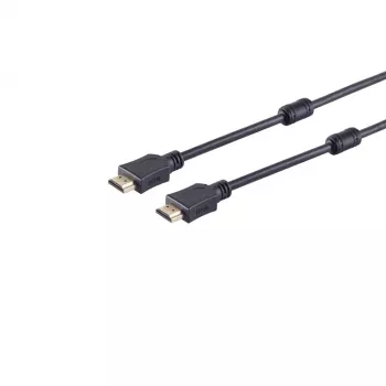 S CONN MAXIMUM CONNECTIVITY cavo HDMI 15m - connettore maschio HDMI tipo A a connettore maschio HDMI tipo A, contatti dorati, nuclei in ferrite, 4K Ultra HD, 3D, HEAC, nero 77478-15-FERRIT
