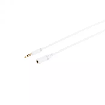 S CONN MAXIMUM CONNECTIVITY 33982-W Cavo di prolunga audio stereo Super Slim 3,5 mm, connettore maschio su connettore femmina, dorato, bianco, 1,5 m