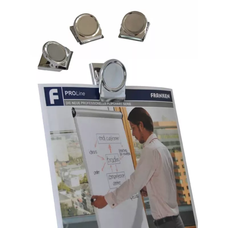 FRANKEN HMC35 clip magnetica, 40 x 35 mm, forza di tenuta 500 g, argento