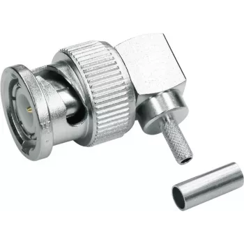 Telegärtner connettore maschio BNC angolare a crimpare 50 Ohm per RG 316/U, RG 174 A/U, RG 188 A/U (J01000A0010)