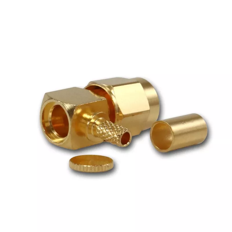 Telegärtner connettore maschio SMA angolare a crimpare per RG-316, oro, confezione da 5 (J01150A0071)
