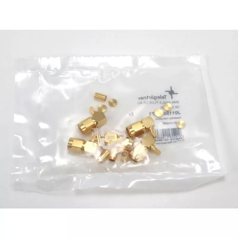 Telegärtner connettore maschio SMA angolare a crimpare per RG-316, oro, confezione da 5 (J01150A0071)