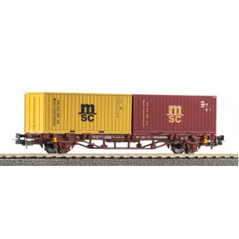 PIKO 27750 carro portacontainer DC, DB AG, epoca VI, Sgns 80', 2x container 40ft, H0