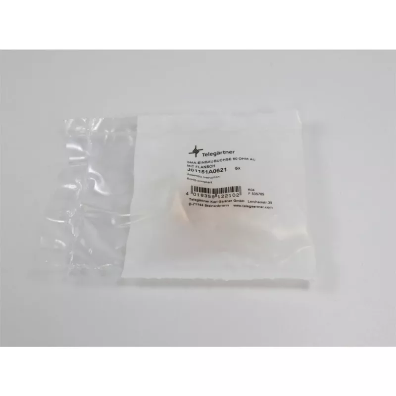Telegärtner SMA presa a incasso, flangia, oro, 50 Ohm, confezione da 5 J01151A0621