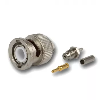 Telegärtner Connettore BNC maschio crimp 50 Ohm per RG-178 B/U, dritto, nichelato/dorato, 1 pz.