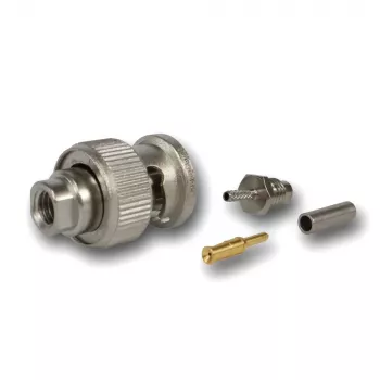 Telegärtner Connettore BNC maschio crimp 50 Ohm per RG-178 B/U, dritto, nichelato/dorato, 1 pz.