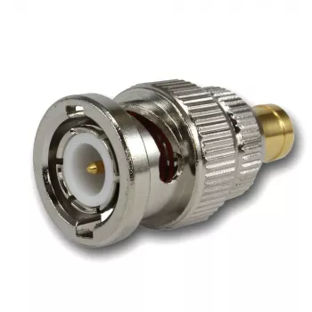 TELEGÄRTNER adattatore coassiale connettore maschio BNC su connettore femmina SMB, 50 Ohm, dritto, ottone nichelato J01008F0030