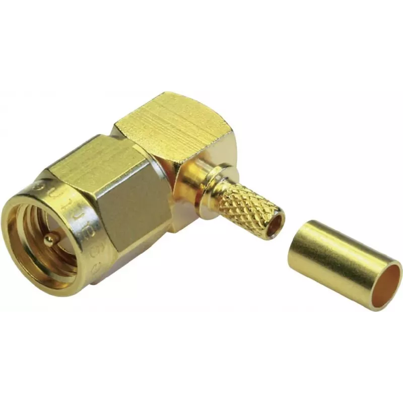 TELEGÄRTNER connettore maschio SMA angolato crimp per RG-58 C/U, oro, confezione da 5 J01150A0091