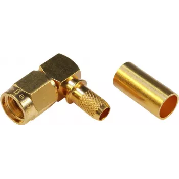 TELEGÄRTNER connettore SMA Reverse Plug, angolato, 50 Ohm, crimp/saldatura, dorato, J01150R0031