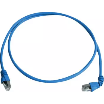 Telegärtner cavo patch Cat 6A S/FTP, PiMF, blu, 2,0 m, un'estremità angolata L00001A0159