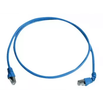 Telegärtner cavo patch S/FTP Cat 6A, PiMF, 3,0 m, blu, un RJ45 angolato, LSZH L00002A0177