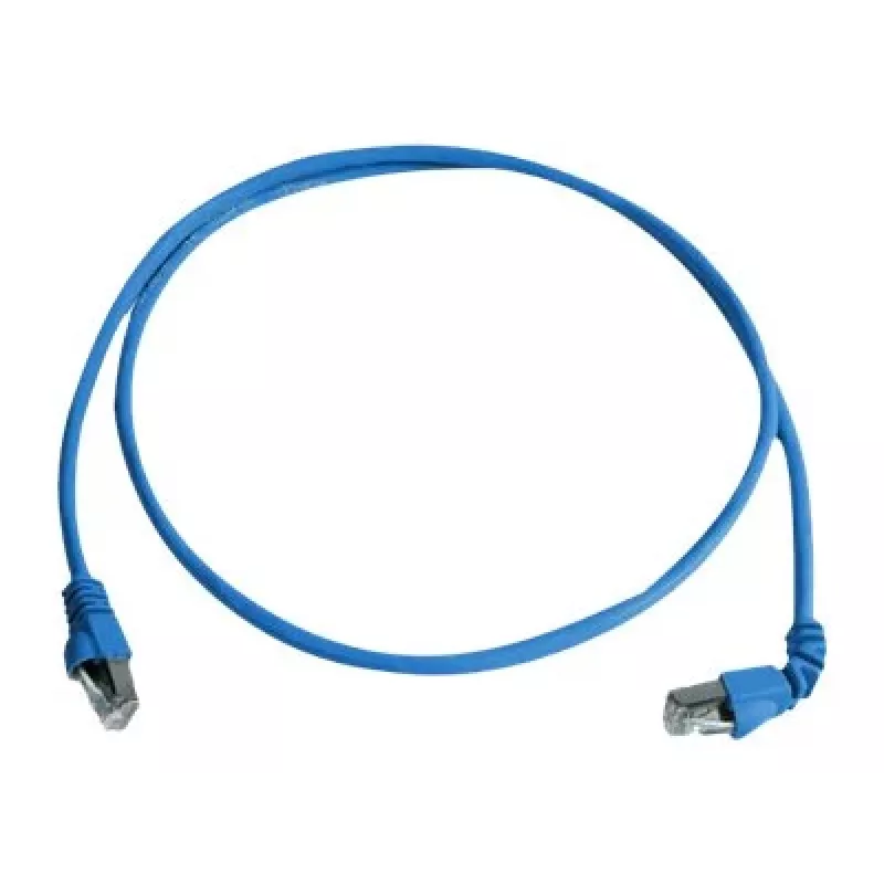 Telegärtner cavo patch S/FTP Cat 6A, PiMF, 3,0 m, blu, un RJ45 angolato, LSZH L00002A0177