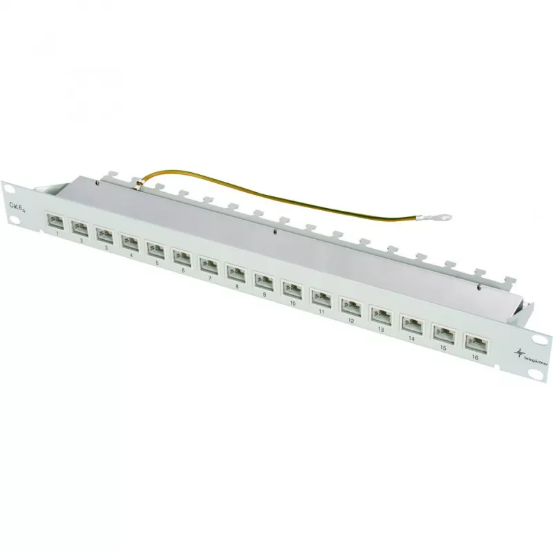 TELEGÄRTNER MPP16-HS Patch panel modulare 16 porte, 1U, grigio chiaro RAL 7035 J02022A0050