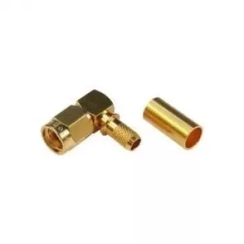 TELEGÄRTNER RP-SMA connettore maschio angolare crimp per RG-58C/U, 50 Ohm, dorato