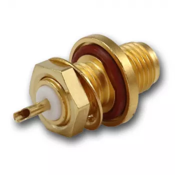 Telegärtner connettore femmina SMA da incasso, montaggio frontale, anello di tenuta, Z27, oro, confezione da 5 (J01151A1081)