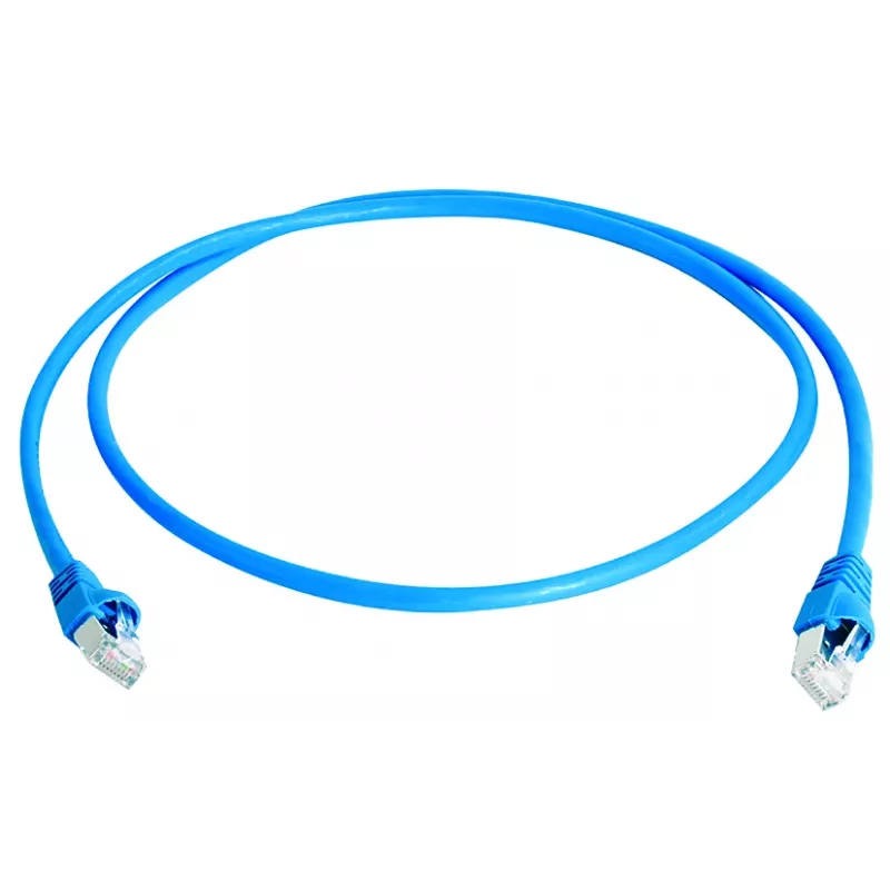 TELEGÄRTNER 100008091 Cavo patch RJ45, CAT 6a S/FTP, blu, ignifugo, con protezione antitorsione, 1 m