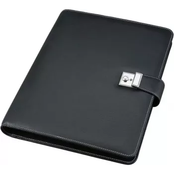 JÜSCHA Alassio A4 Cartella portadocumenti con meccanismo ad anelli, similpelle, nero, 5 buste portadocumenti 31514