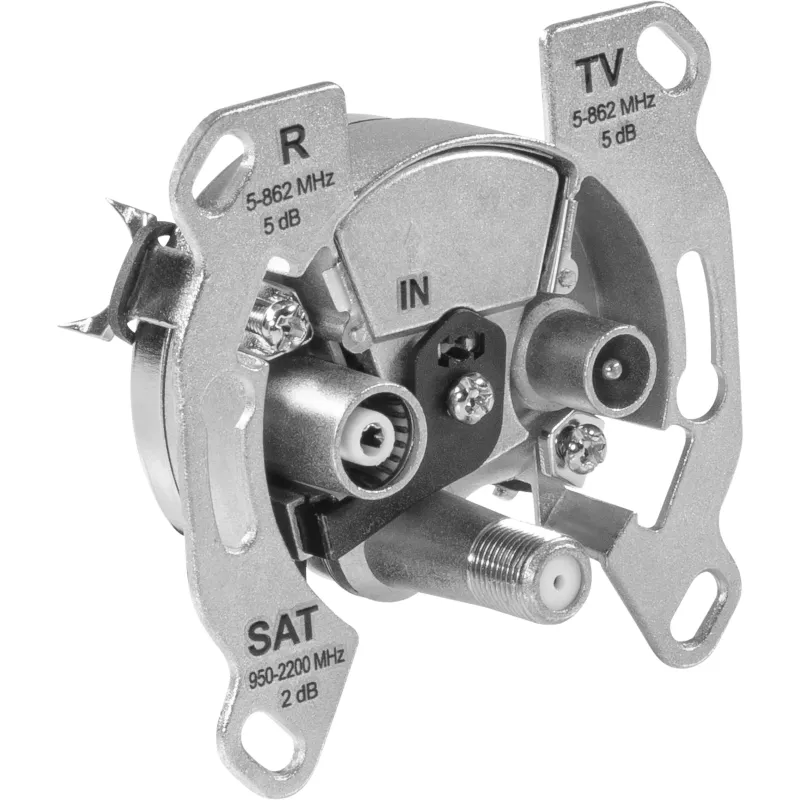 TechniSat TECHNIPRO SV600 V2 presa a muro per antenna a 3 fori con disaccoppiamento a diodi DC (TV, radio, SAT) 0004/3075