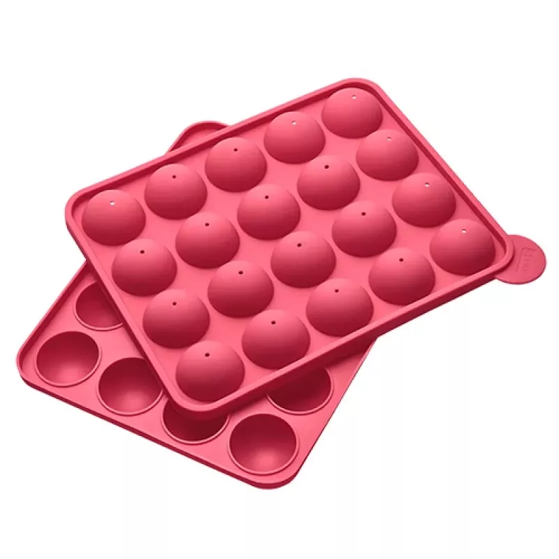 LURCH stampo per cake pop, silicone, 20 incavi, rosso, 23,0 x 18,5 cm 83027