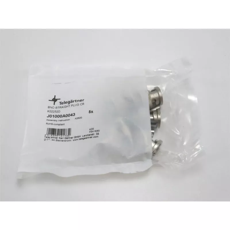 Telegärtner spina BNC per cavo a crimpare G08, 50 Ohm, Professional, RD-316, 5 pezzi (J01000A0043)