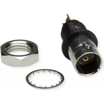 Telegärtner connettore femmina BNC da incasso, isolato 50 Ohm, flangia isolante nera, contatti placcati oro, 4 GHz, 1 pz.
