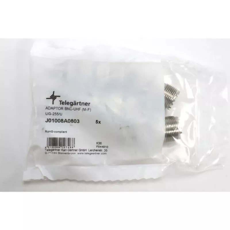 Telegärtner adattatore coassiale connettore maschio BNC su connettore femmina UHF J01008A0803