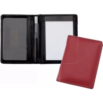 JÜSCHA Alassio custodia in pelle per blocco note con tasca a rete per biglietti da visita, DIN A8, nero 43065