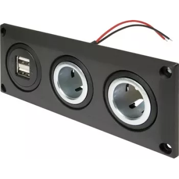 ProCar 67326500 presa da incasso 12V/24V con porta di ricarica USB, DIN/ISO 4165, 16A/8A, 5V/2.1A, nero
