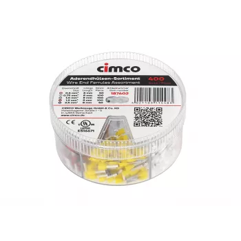 Cimco 187602 assortimento puntalini parzialmente isolati, 500 pezzi, 0,5-2,5 mm², DIN 46228-4