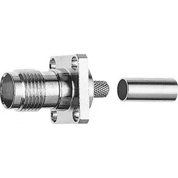 Telegärtner connettore femmina TNC per montaggio a flangia 50 Ohm crimp/crimp per RG-58 C/U, nichel/oro, 1 pz. J01011A0045