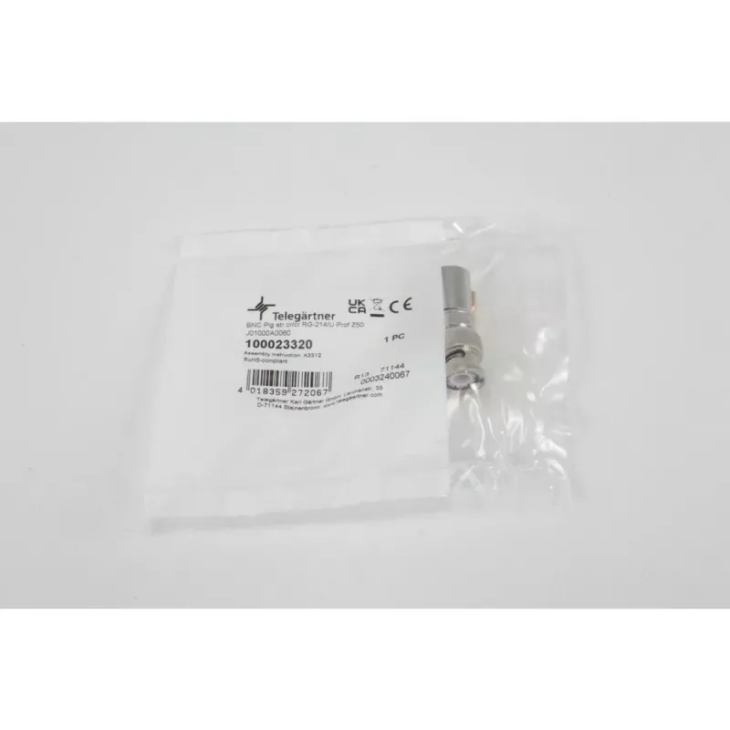Telegärtner Connettore maschio BNC a crimpare per RG214/U e RG393/U, 50 Ohm, 1 pz. J01000A0060