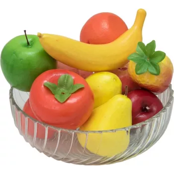 EUROPALMS mix di frutta artificiale in sacchetto di rete, 12 pezzi, polietilene, multicolore, decorativo 83309211