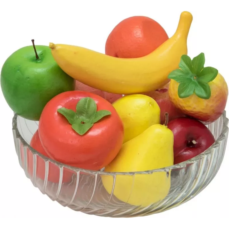 EUROPALMS mix di frutta artificiale in sacchetto di rete, 12 pezzi, polietilene, multicolore, decorativo 83309211