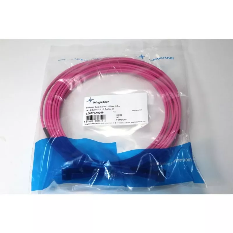 Telegärtner cavo patch in fibra ottica LC su LC multimodale OM4, 5 m, viola