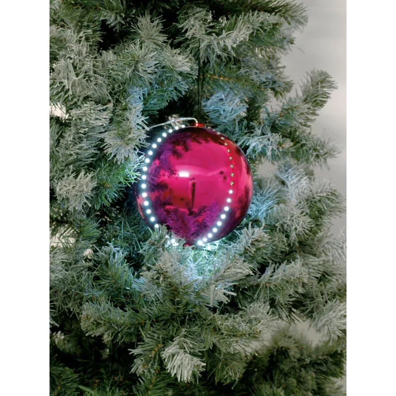 EUROPALMS Palla di neve LED 8 cm, rosa, confezione da 5 (83501238)