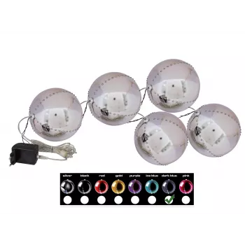 EUROPALMS palla di neve LED 8cm, blu scuro, set da 5 83501239