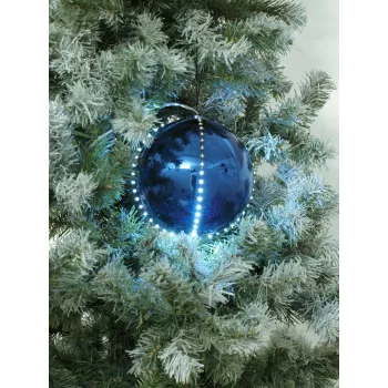 EUROPALMS palla di neve LED 8cm, blu scuro, set da 5 83501239