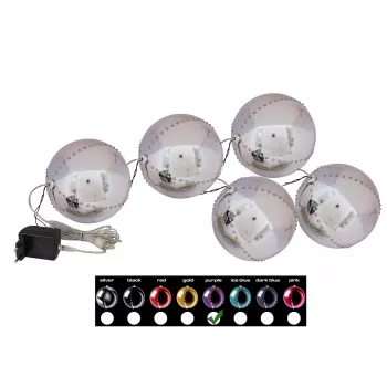 EUROPALMS palla di neve LED 8cm, lilla, confezione da 5 83501240