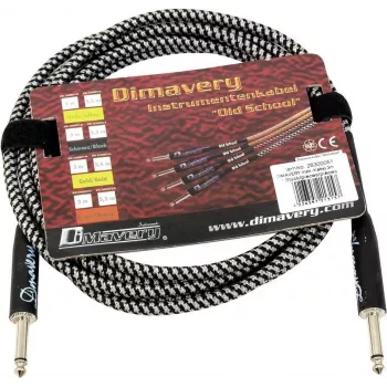 DIMAVERY cavo per strumenti 3m nero/argento connettori jack TS nichelati 26300051