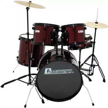 Dimavery DS-200 batteria color vino rosso incl. pedale cassa e piatti