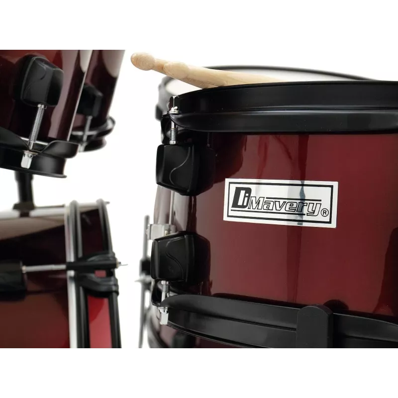 Dimavery DS-200 batteria color vino rosso incl. pedale cassa e piatti