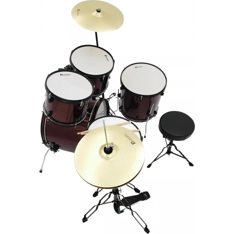Dimavery DS-200 batteria color vino rosso incl. pedale cassa e piatti