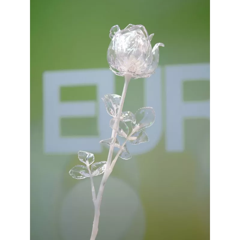 EUROPALMS Crystal Rose fiore artificiale, trasparente, 81 cm, confezione da 12 pezzi vantaggiosa 82600210