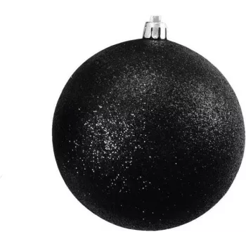 EUROPALMS Set sfere decorative 10 cm, nero, glitter, 4 pezzi 83501268