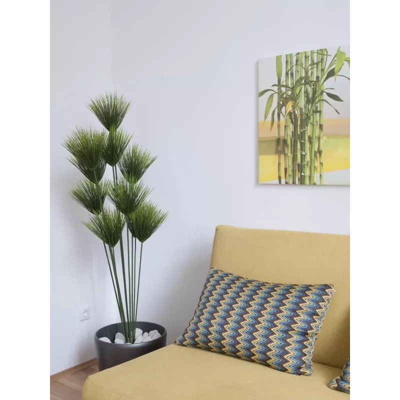 EUROPALMS Pianta di papiro artificiale, 150 cm, verde, in vaso nero 82600223