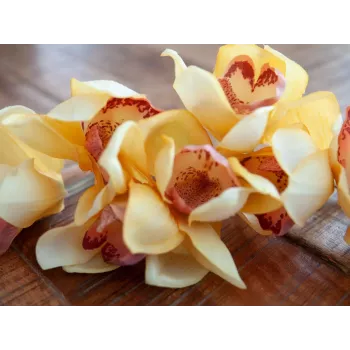 EUROPALMS Ramo di cymbidium artificiale, giallo, 90 cm 82530314