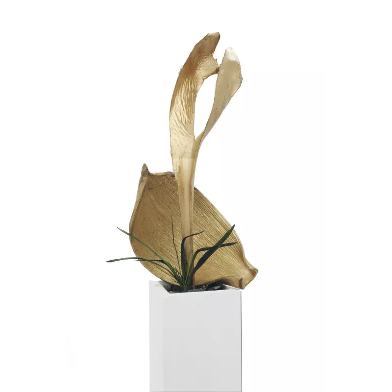 EUROPALMS Testa di foglia di palma essiccata, oro, 60 cm 83502362