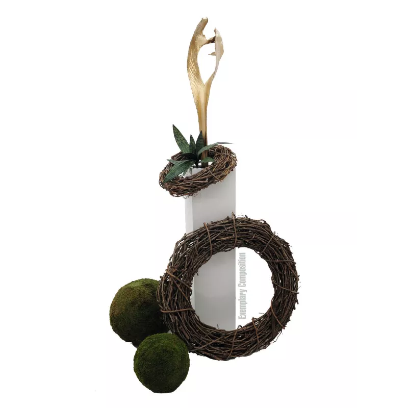 EUROPALMS Testa di foglia di palma essiccata, oro, 60 cm 83502362