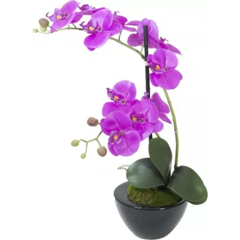 EUROPALMS Composizione floreale artificiale 4, Phalaenopsis bianche in vaso in ceramica, 60 cm 82530349